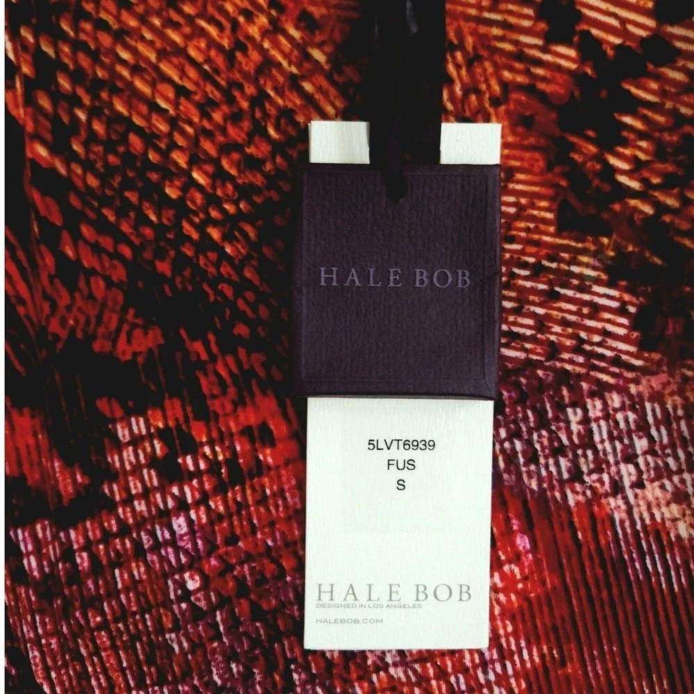 HALE BOB Lulie Jersey Dress Small Animal Print Mixed Media Red Orange NWT $238 - Picture 7 of 10